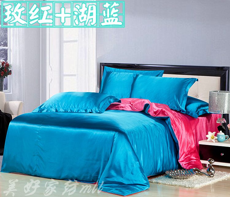 200 ngày lụa đích thực màu rắn lụa quilt cover mảnh duy nhất băng lụa quilt cover giường đôi duy nhất 1.5 giường 笠 mùa hè