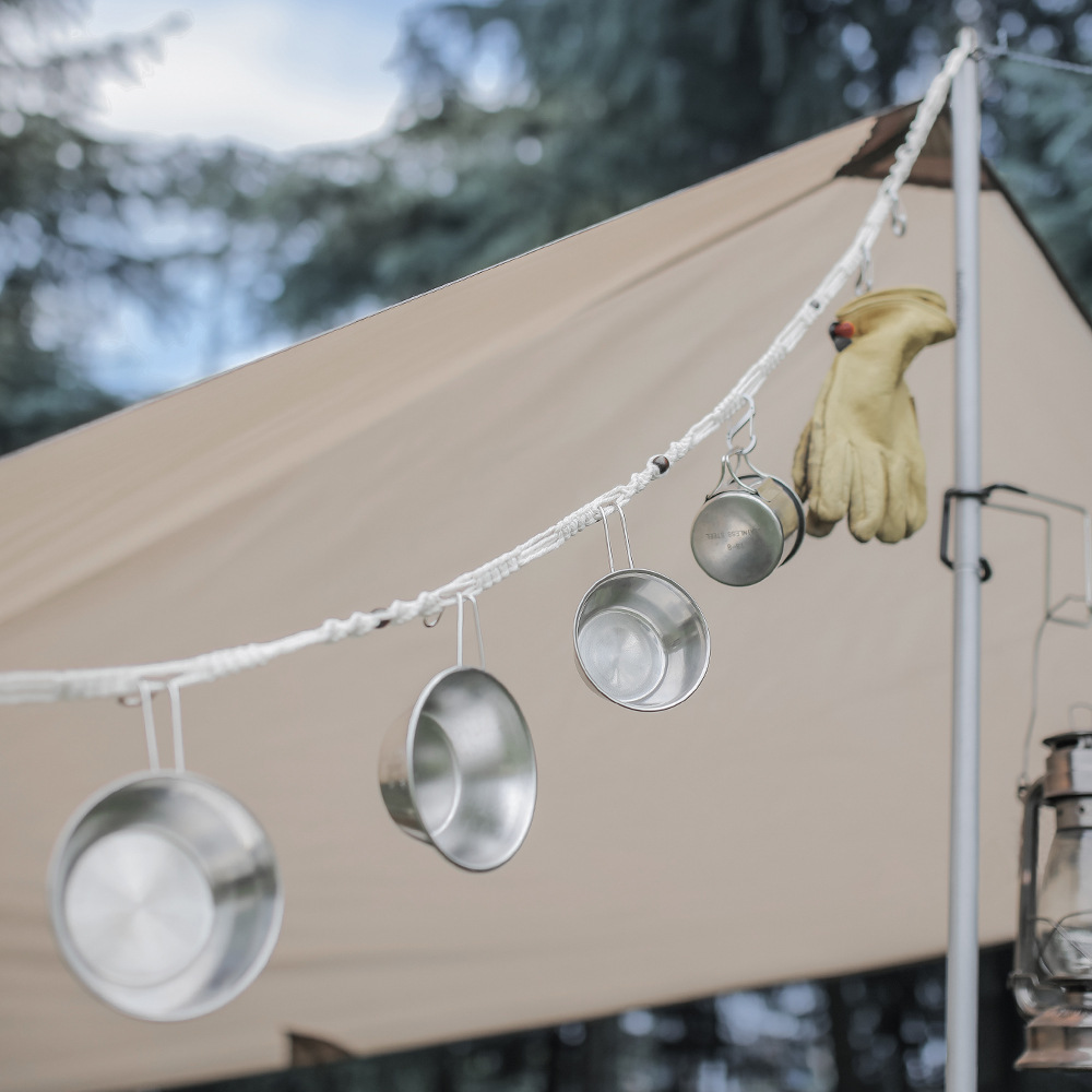 Outdoor camping clothesline pure hand-woven porous cotton thread lanyard camping equipment light tent canopy lanyard