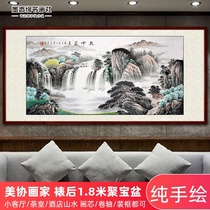 Pure hand-painted traditional Chinese painting cornucopia four feet running water to make money landscape painting authentic living room tea room hotel office calligraphy and painting