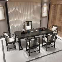 New Chinese tea table Simple modern tea table Solid wood tea table and chair combination Office Kung Fu tea table Zen black