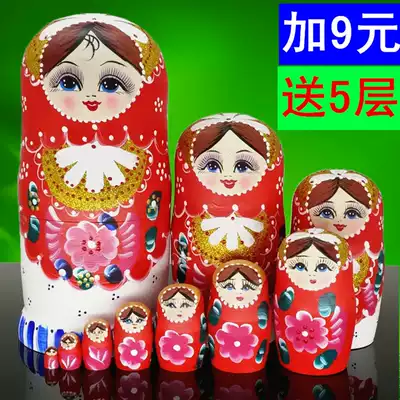 Matryoshka 10-layer sprinkled gold basswood matryoshka handmade creative gift toy decoration clearance