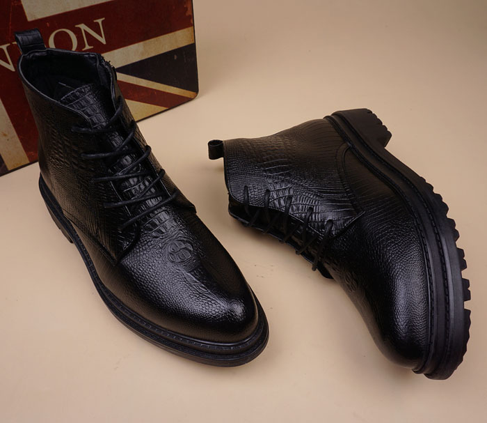 Phiên bản Hàn Quốc của giày da mũi nhọn Kiểu giày cá sấu Anh Giày nam xu hướng mùa đông chelsea boot nam hà nội