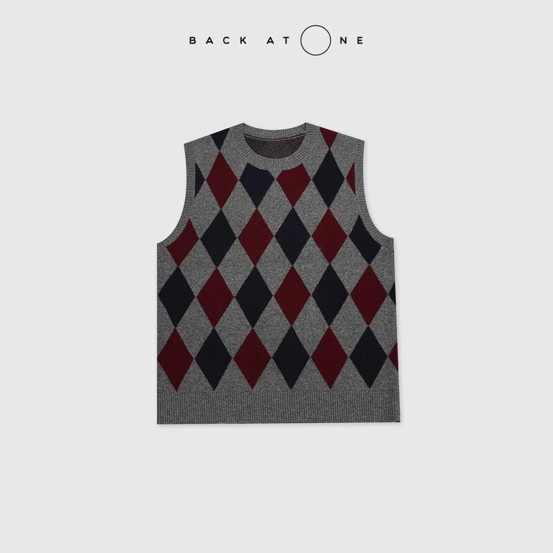 Boss Tang's Sister Jia Ling's "Artistic Cafe" Fashionable Wool Argyle Knit Vest Bff-1Af451H-K