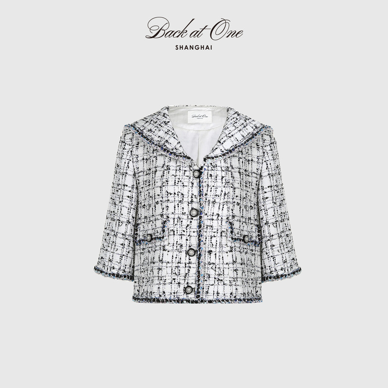 Backatone "Nautical Waves" High-End Fashion Navy Collar Short Jacket with a Light Luxury Style for Women Backatone "Nautical Waves" High-End Fashion Navy Collar Short Jacket with a Light Luxury Style for Women