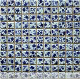 Керамическая печь становится мозаичной синей и белой современной минималистской сельской фоновой стеной гостиной туалетная кухня плитка плитка