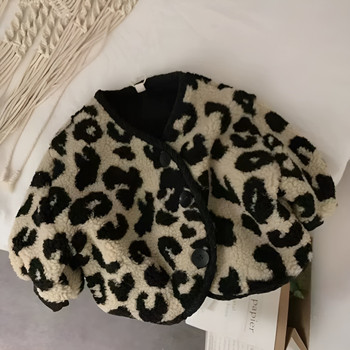 New product recommendation~male and female 1 child winter velvet leopard print coat children's thickened warm long-sleeved top set winter clothing