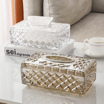 Household tissue box living room personality creative drawing paper box coffee table Nordic paper tissue storage box glass paper box European style