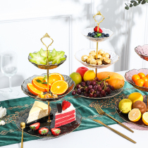 Net Red Glass Fruit Pan Home Living Room Pastry Dish Creative Double snacks Candy Tray Personality Fashion Dried Fruit Pan