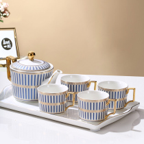 American light and luxurious ceramic tea set coffee cup suit European-style small lavish minimalist afternoon tea cup hot and cold kettle suit