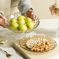 Creative glass fruit plate modern home living room dried fruit plate Nordic simple large fruit bucket table candy box