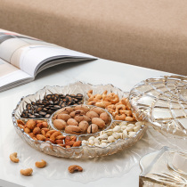 Glass dried fruit plate household with lid split living room snacks melon seed plate fruit plate Chinese New Year large candy box