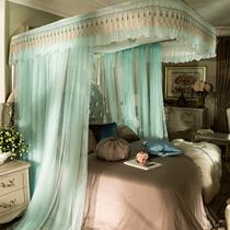 U-shaped rail mosquito net three-door door 18 m bed double household 1 5 m pattern 2 0 court encryption thickened