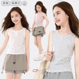 Майка, детская летняя одежда, тонкий базовый приятный телу бандаж пупочный, эффект подтяжки, подходит для подростков, детская одежда