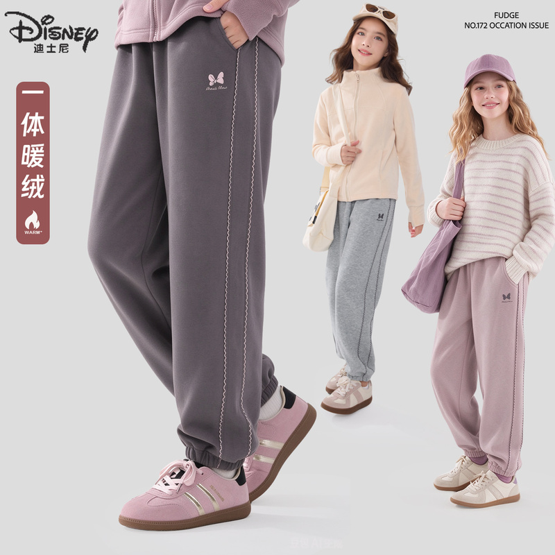 Disney Girls' Pants Autumn and Winter 2026 New Stylish Children's Sports Pants Big Kids Sweatpants Fleece-Lined Youth Wear Disney Girls' Pants Autumn and Winter 2026 New Stylish Children's Sports Pants Big Kids Sweatpants Fleece-Lined Youth Wear