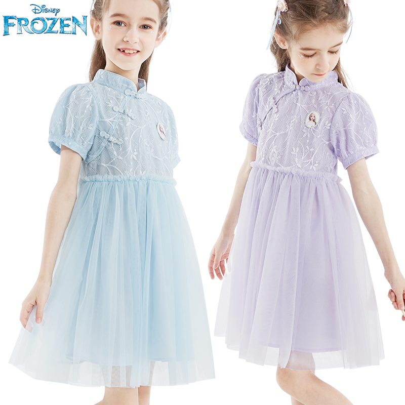 Disney Girls' Elsa Princess Dress Frozen Children's Dress Summer New Mesh Hanfu Chinese Style