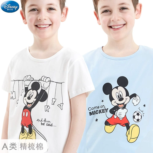 Дисней, футболка для мальчиков, детский тонкий белый жилет, в западном стиле, короткий рукав, детская одежда