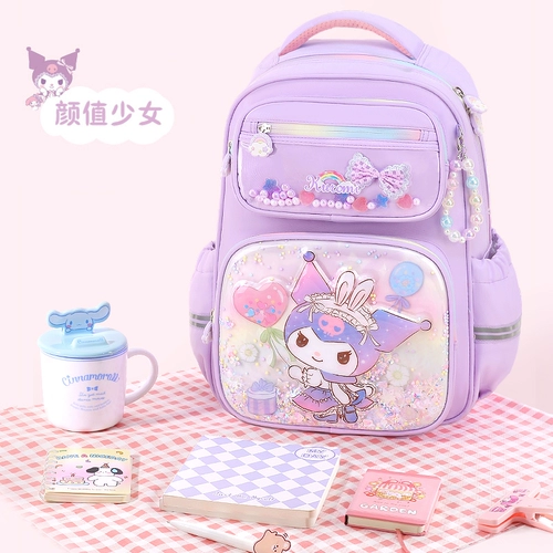 Школьные ранцы Kuromi для девочек начальной школы 3, 2 и 1 классов. Новый детский рюкзак 2025 года, снижающий нагрузку на девочек и защищающий от падения.