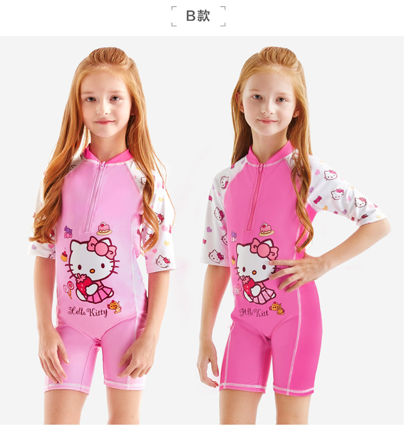 Áo tắm trẻ em Hello Kitty cô gái Xiêm khô nhanh ngắn tay cậu bé lớn sinh viên lướt phù hợp với cô gái bé áo tắm