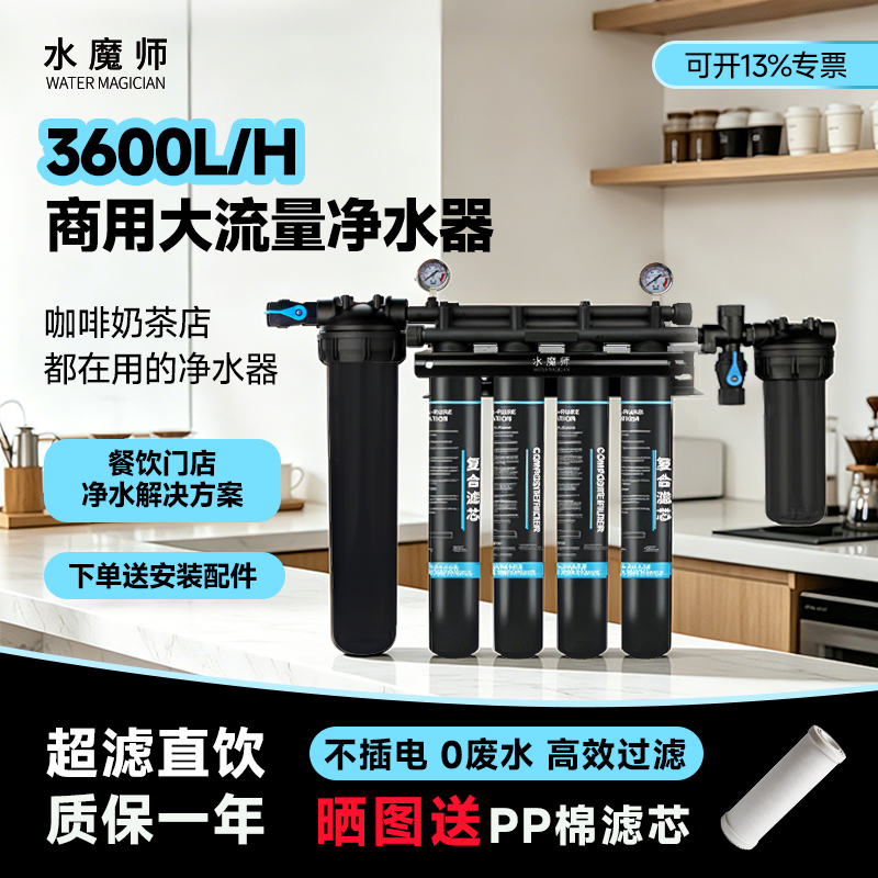Water Magician Multi-Unit Water Purifier for Milk Tea Shops, Coffee Ice Makers, Large Flow Filtration, Direct Drinking, Commercial Water Purifier