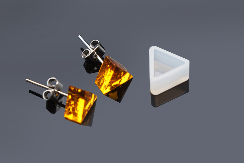 Hoa tai Khuôn silicon Hoa tai Bông tai Hình vuông nhỏ Kitten Tam giác Khuôn mẫu Pha lê Trang sức Epoxy - Tự làm khuôn nướng khuôn làm kem silicon