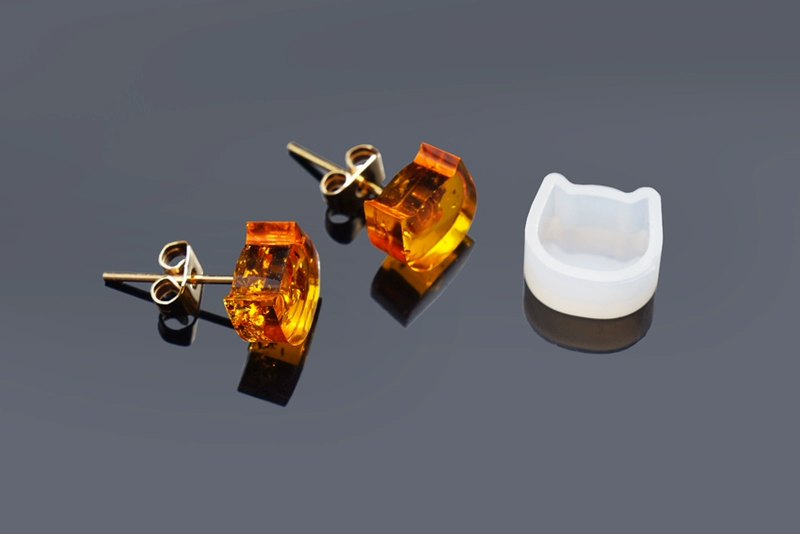 Hoa tai Khuôn silicon Hoa tai Bông tai Hình vuông nhỏ Kitten Tam giác Khuôn mẫu Pha lê Trang sức Epoxy - Tự làm khuôn nướng