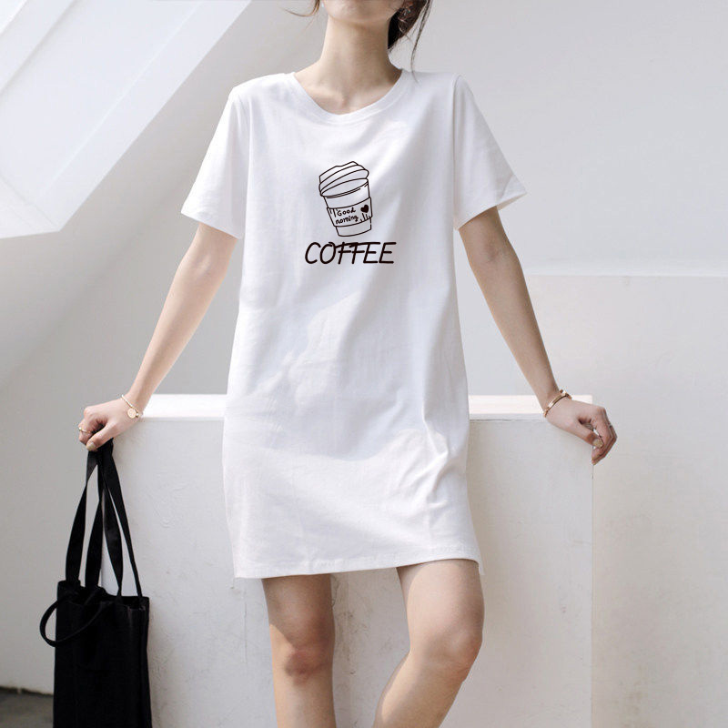 High-Quality Cotton 2026 Round Neck Mid-Length Short-Sleeved Versatile Casual Age-Reducing Slimming Letter Print White T-Shirt for Women High-Quality Cotton 2026 Round Neck Mid-Length Short-Sleeved Versatile Casual Age-Reducing Slimming Letter Print White T-Shirt for Women