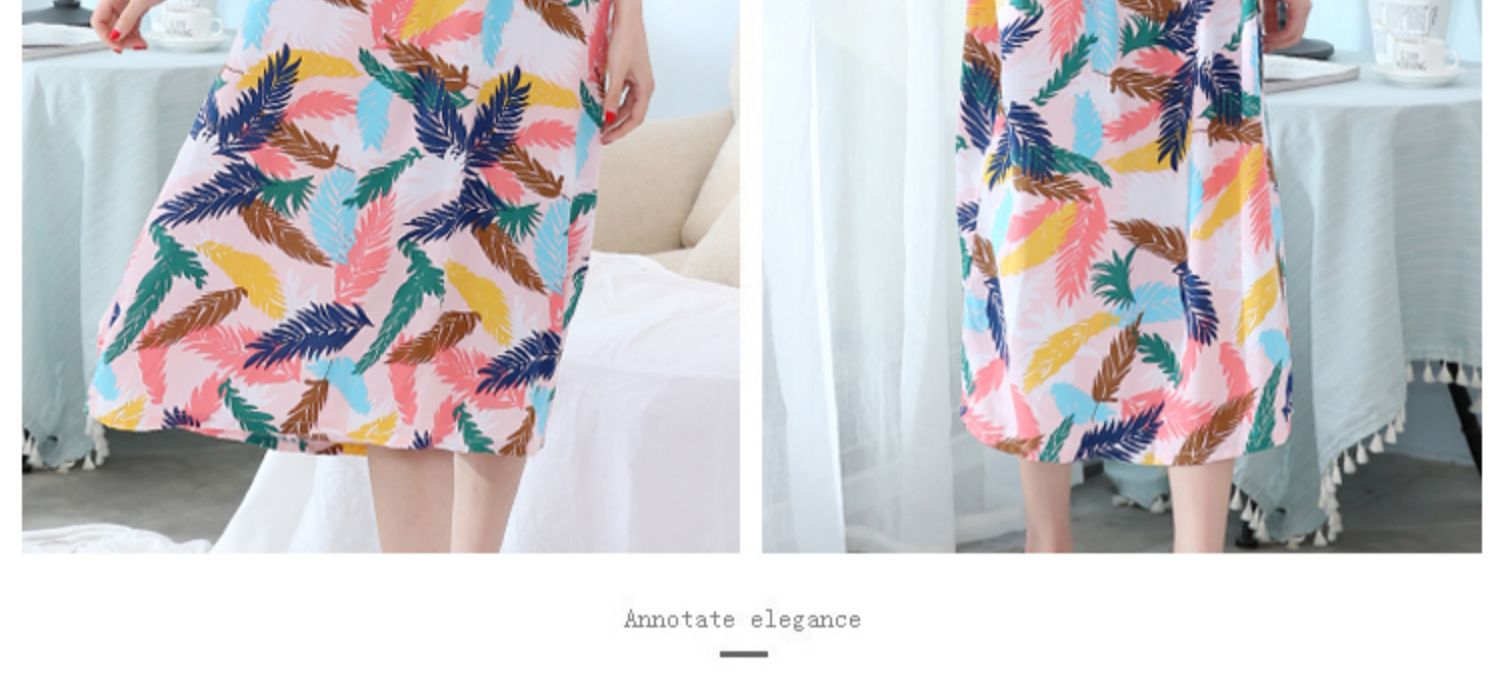 Áo dài cotton cotton nữ chất béo mm200 kg mùa hè ngắn tay cotton nhân tạo đồ ngủ rộng kích thước lớn phụ nữ mang thai dịch vụ tại nhà shop đồ lót 