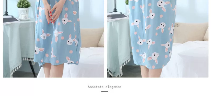 Áo dài cotton cotton nữ chất béo mm200 kg mùa hè ngắn tay cotton nhân tạo đồ ngủ rộng kích thước lớn phụ nữ mang thai dịch vụ tại nhà