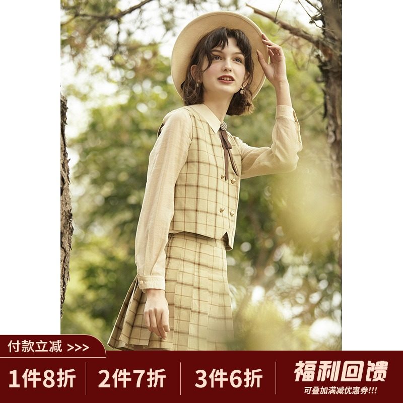 linjou Ling Jiu Short Suit Vest Woman Yinglun Wind Vest Outside Wearing Waistcoat Spring Autumn 2022