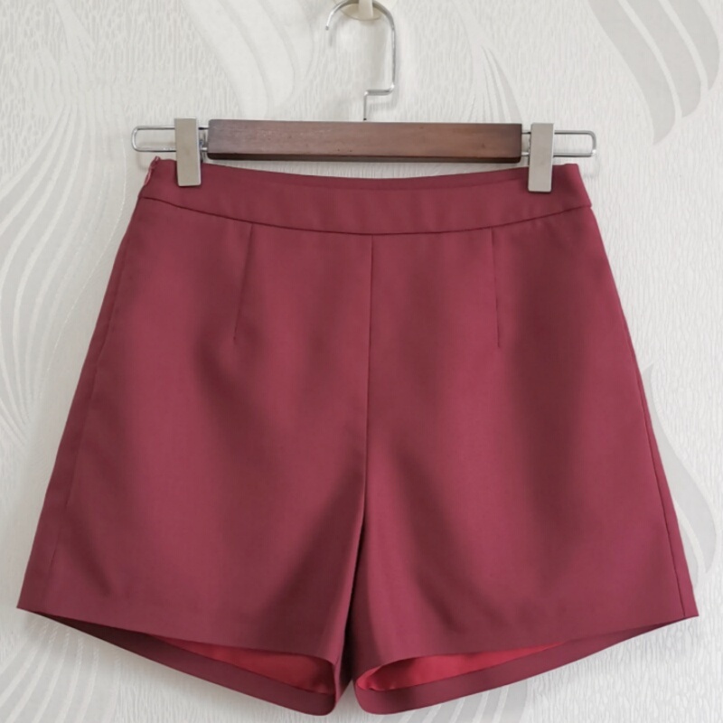 Red High-Waisted A-Line Shorts for Women, Suitable for Outerwear, 2026 Spring/Summer New Trendy Fashion Casual Slimming Wide-Leg Pants