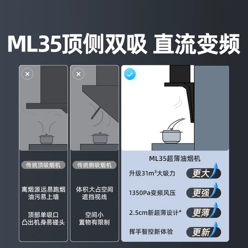 [Новая субсидия] Supor Ml35 Hood Ultra-Thin Daring Hood Большой всасывающий верхний верхний конвертер с двойным союзом.