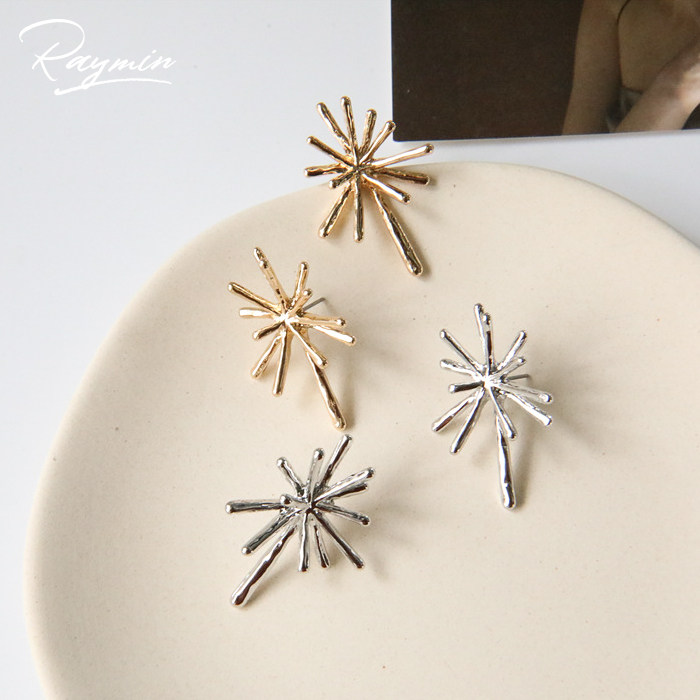 S925 silver needle Korean metal European and American port Ethos Personality Tide Man Hyperbolic large ear ring exploding ear pin E32