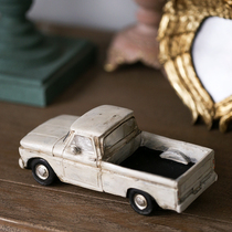 In the 1980s nostalgia grocery retro made old old old antique van resin swing white old truck