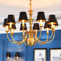  American retro all-copper chandelier Living room art pure copper lamp Dining room bedroom creative personality simple designer lamps