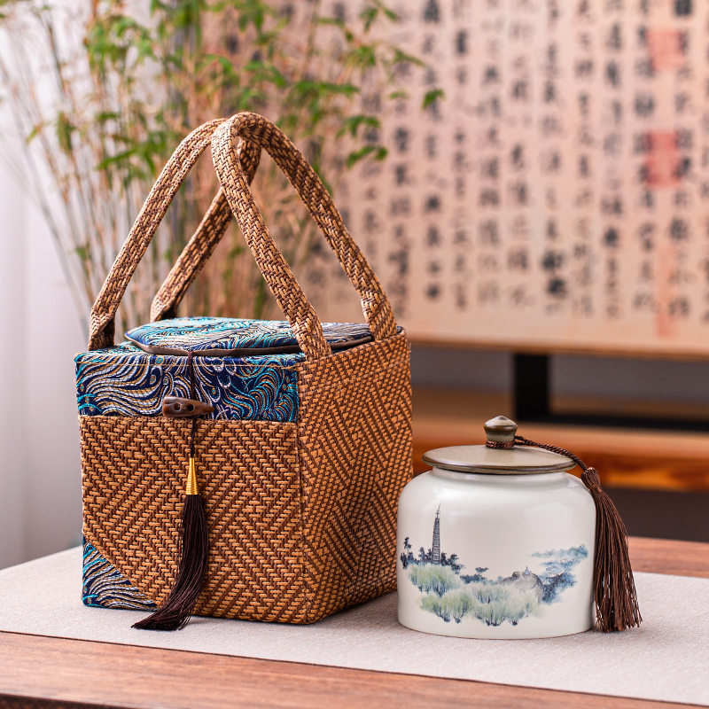 Vintage bag packaging gift box Ceramic tea sealed pot Large half-catty black tea green tea white tea single pot customization