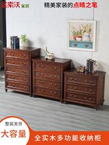 American-style solid wood cupboard bedroom drawer cabinet retro storage cabinet living room cupboard light luxury cupboard