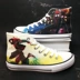 Tùy chỉnh Marvel Spider-Man Chung Giày vũ trụ song song Trợ giúp cao Vẽ bằng tay Graffiti Captain America Canvas Canvas - Plimsolls