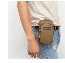 Mobile phone bag mens running wrist bag Multi-function canvas hanging bag Arm bag Belt bag Men wear belt fanny pack Mobile phone bag