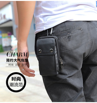 Japan and South Korea new 5 5 inch 6 inch leather small fanny pack mens bag multi-functional wear belt mobile phone bag mini hanging bag wild