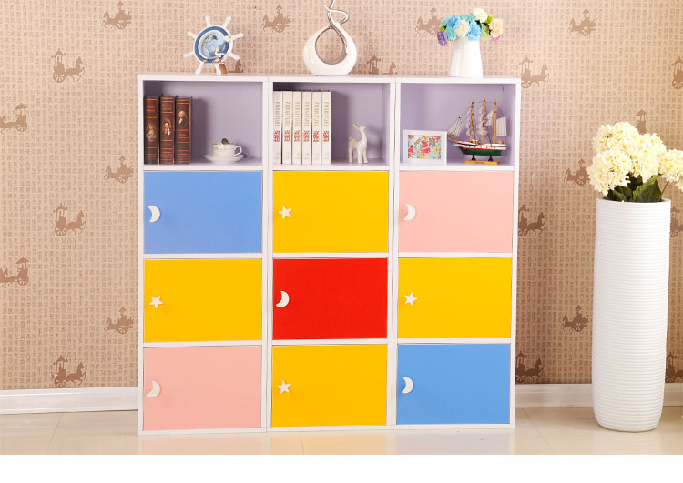 tủ sách kết hợp kệ sách đơn giản kẻ sọc tủ kết hợp tủ lưu trữ trẻ em đặc biệt của tủ kệ sách đơn giản - Buồng tủ quần áo nhựa mini