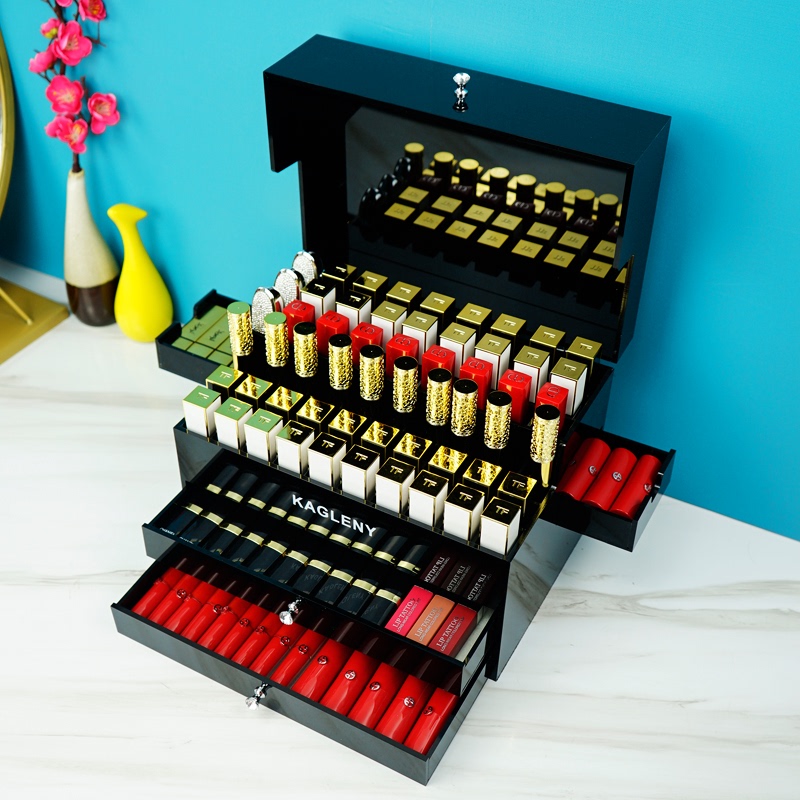 Lipstick Storage Box with Steps, Covered, Multi-Compartment, European Style, Small Luxury, Large Capacity, Light Luxury Lip Gloss Display and Storage Rack Lipstick Storage Box with Steps, Covered, Multi-Compartment, European Style, Small Luxury, Large Capacity, Light Luxury Lip Gloss Display and Storage Rack