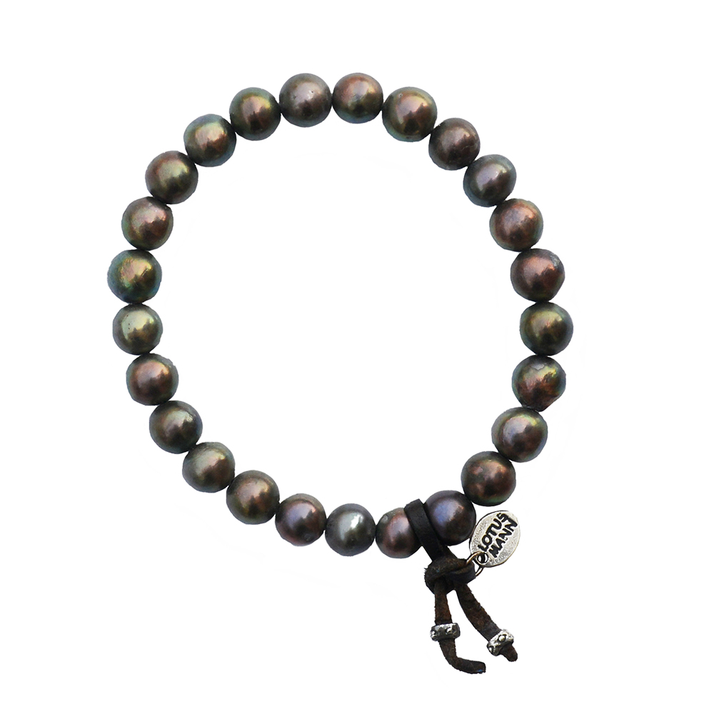 Haizi color black pearl small leather tassel and 925 silver simple hand rope hand rope Tasman natural