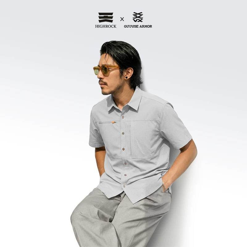 Highrock Tianshi Goose Armor 26 New Outdoor Perforated Fabric Quick-Dry Short-Sleeve Shirt Light Luxury Commuting Shirt G672