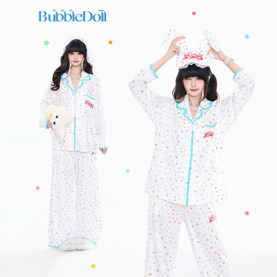 BubbleDoll Sweet and cute long-sleeved casual shirt for girls, a loose, soft, comfortable and breathable top for autumn
