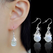  Korean version of opal earrings female fashion temperament wild long temperament water drop earrings jewelry 