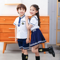British style kindergarten Garden clothes summer clothes new cotton childrens short sleeve school uniform set Shenzhen summer primary school class clothes