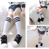 Childrens socks spring and autumn black and white medium long cotton 1-3-5-7-16-year-old male and female baby socks student socks performance