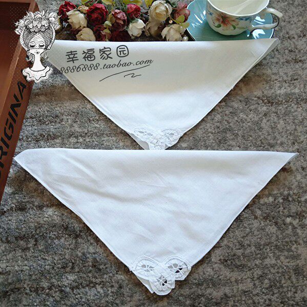 Foreign trade outlet European and American white pure cotton 100 with Li corner embroidered napkin handkerchief palate tea handkerchief