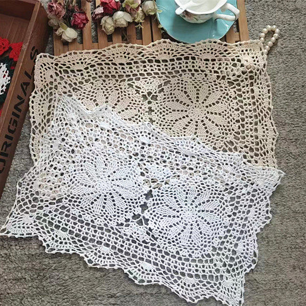 Foreign trade export to Europe and the United States white natural color cotton handmade crochet placemat dish mat small cover towel special offer