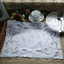 Foreign trade Export European and American handmade old goods rice white cotton linen handmade hollow color embroidered dining cushion disc cushion vase cushion